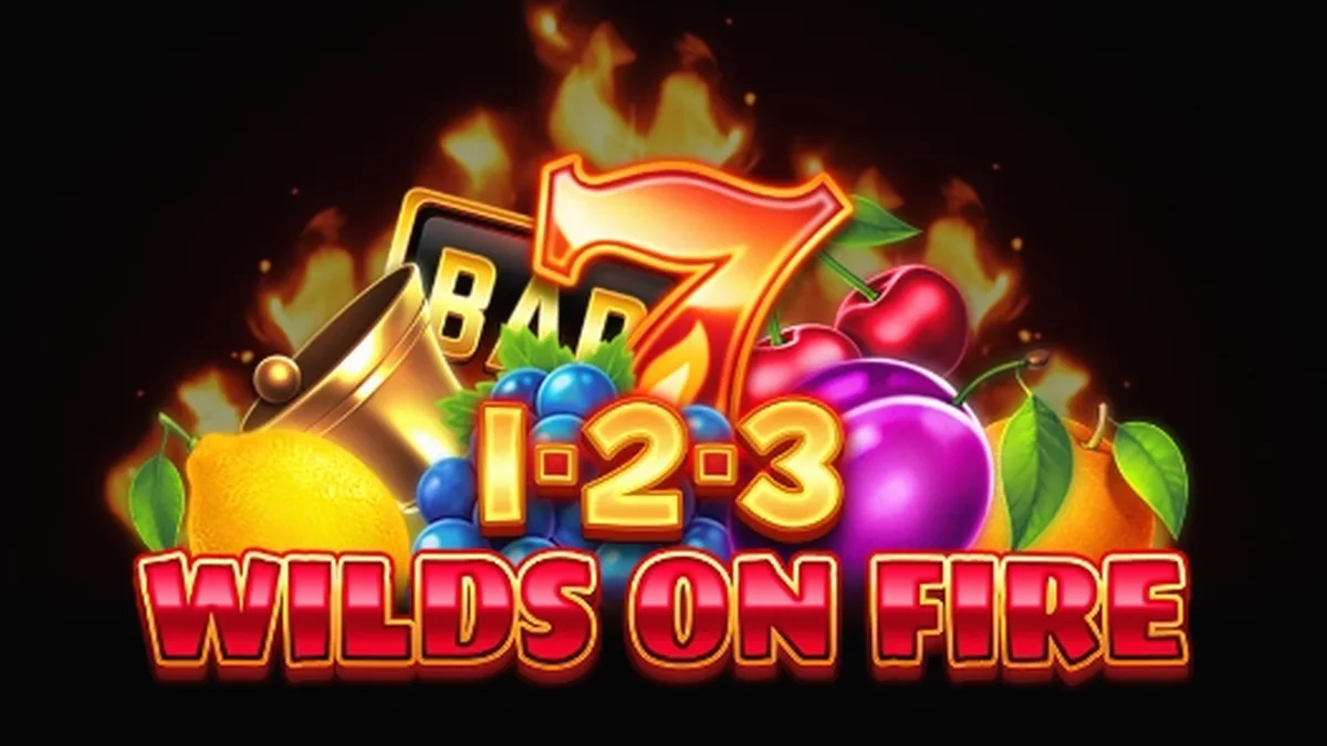 Interface do slot 1-2-3 Wilds on Fire com símbolos de frutas