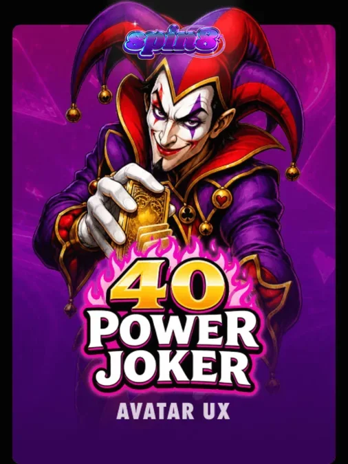 Interface do jogo 40 Power Joker com símbolos de frutas neon e jackpot